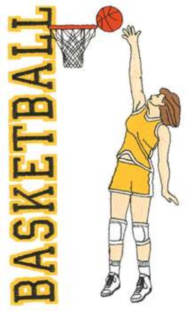 Picture of Female Basketball Player Machine Embroidery Design