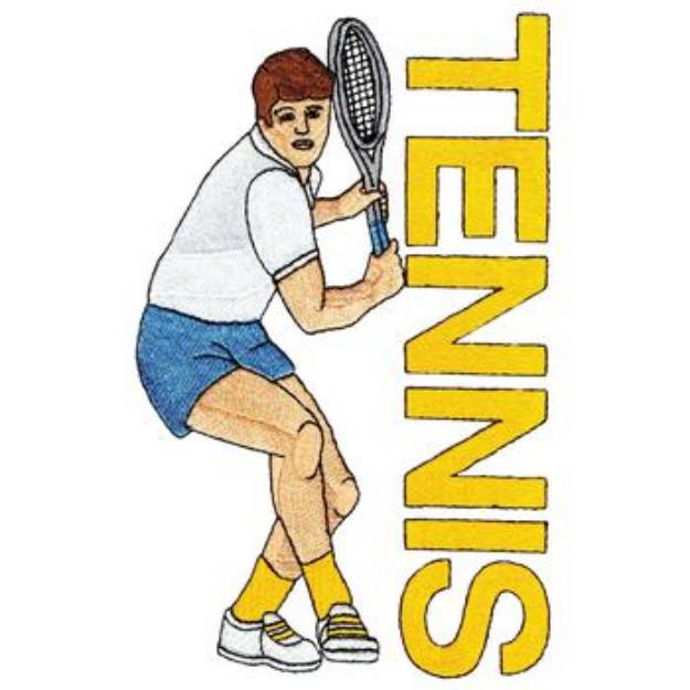 Picture of Male Tennis Player Machine Embroidery Design