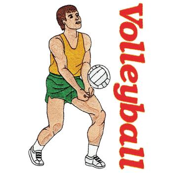 Male Volleyball Player Machine Embroidery Design