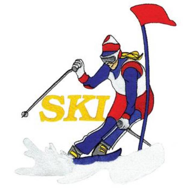 Picture of Woman Skier Machine Embroidery Design