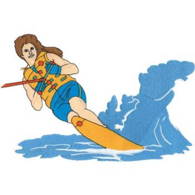 Picture of Female Water Skier Machine Embroidery Design