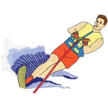 Male Water Skier Machine Embroidery Design