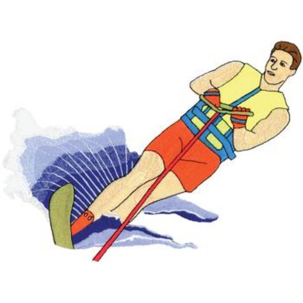 Picture of Male Water Skier Machine Embroidery Design
