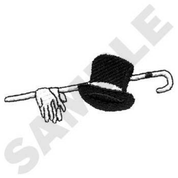 Picture of Top Hat Gloves And Cane Machine Embroidery Design
