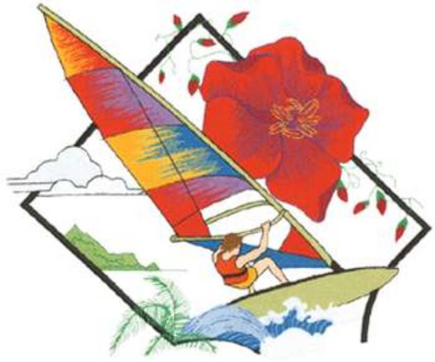 Picture of Windsurfing Collage Machine Embroidery Design