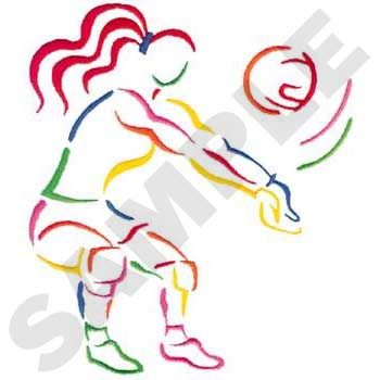 Volleyball Player Outline Machine Embroidery Design
