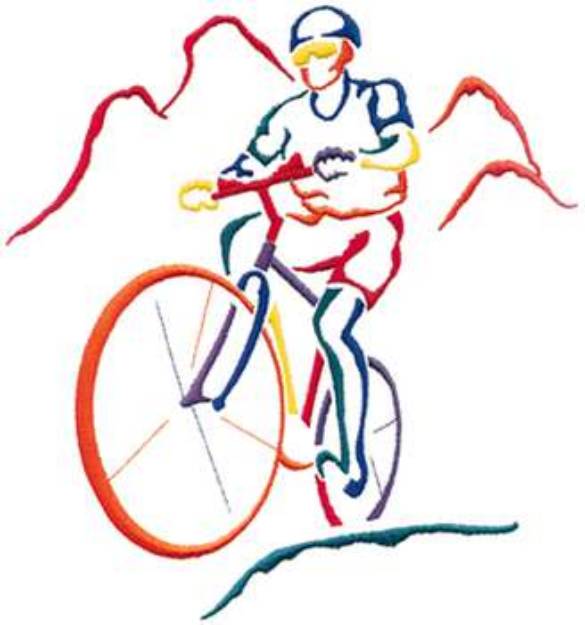 Picture of Mountain Biker Outline Machine Embroidery Design