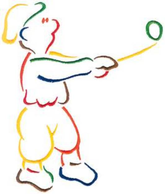 Picture of Cartoon Golfer Outline Machine Embroidery Design