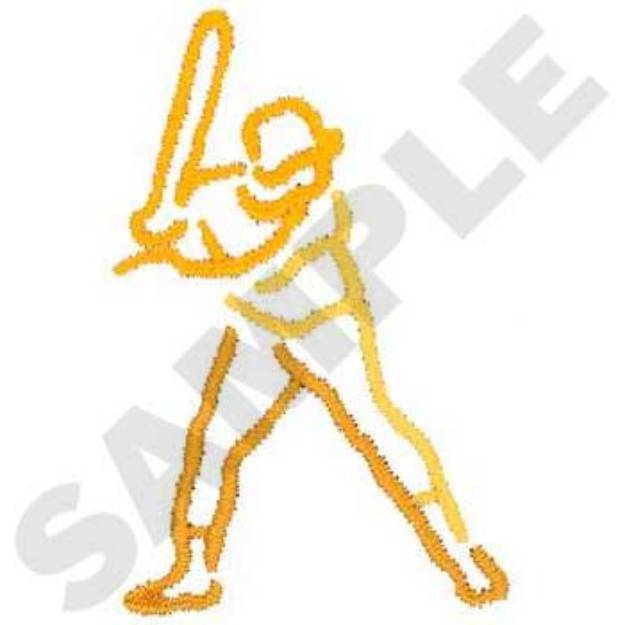 Picture of Baseball Player Outline Machine Embroidery Design