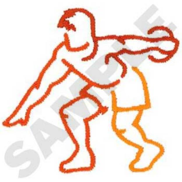 Picture of Discus Player Outline Machine Embroidery Design
