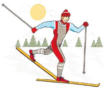 Cross Country Skier Machine Embroidery Design