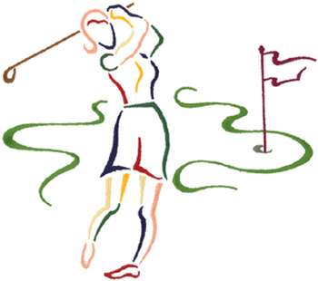 Female Golfer Outline Machine Embroidery Design