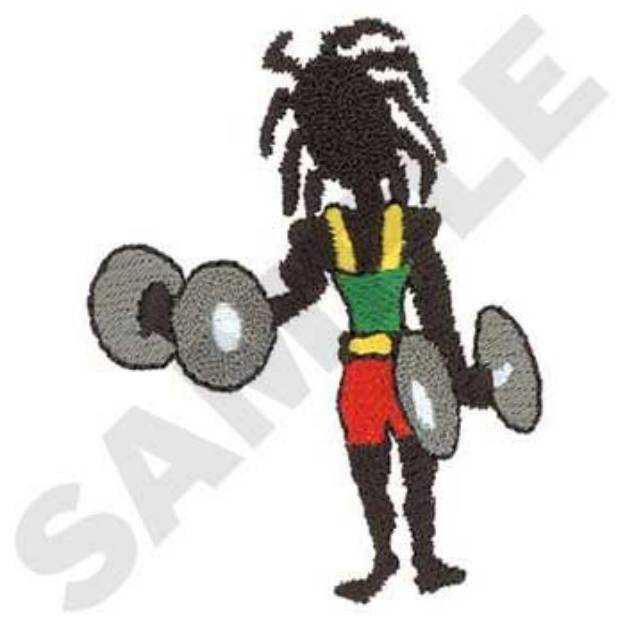 Picture of Rasta Weightlifter Machine Embroidery Design