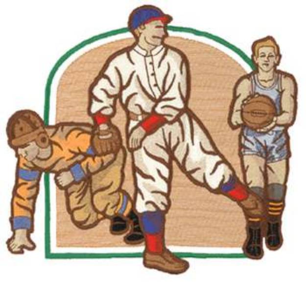Picture of Old Time Sports Collage Machine Embroidery Design