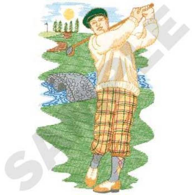 Picture of Old Fashioned Golfer Machine Embroidery Design