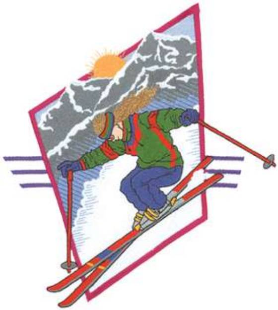Picture of Female Skier Machine Embroidery Design