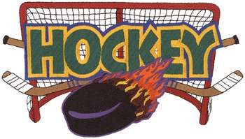 Flaming Hockey Logo Machine Embroidery Design