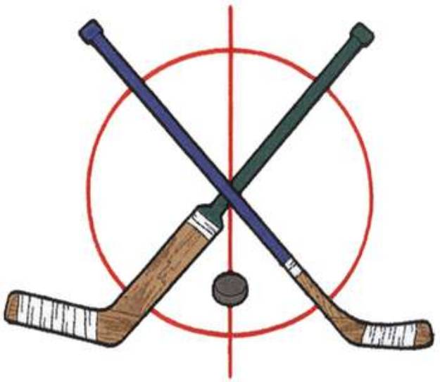 Picture of Crossed Hockey Sticks Machine Embroidery Design