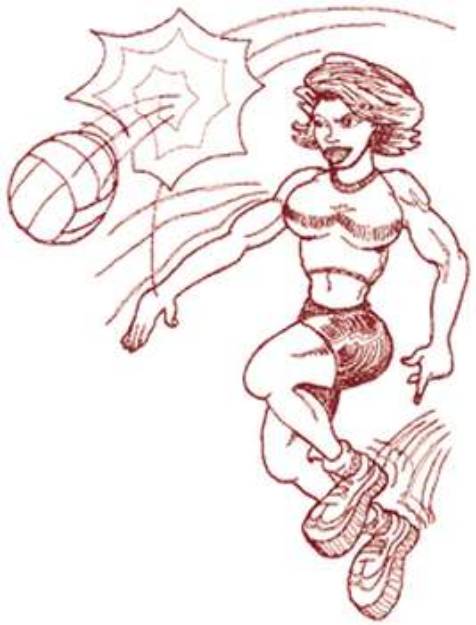 Picture of Female Volleyball Player Machine Embroidery Design