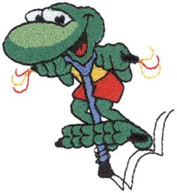 Picture of Frog with Pogo Stick Machine Embroidery Design