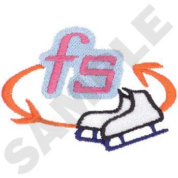 Figure Skating Logo Machine Embroidery Design