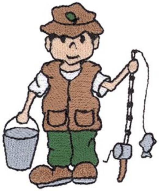 Picture of Fishing Boy Machine Embroidery Design