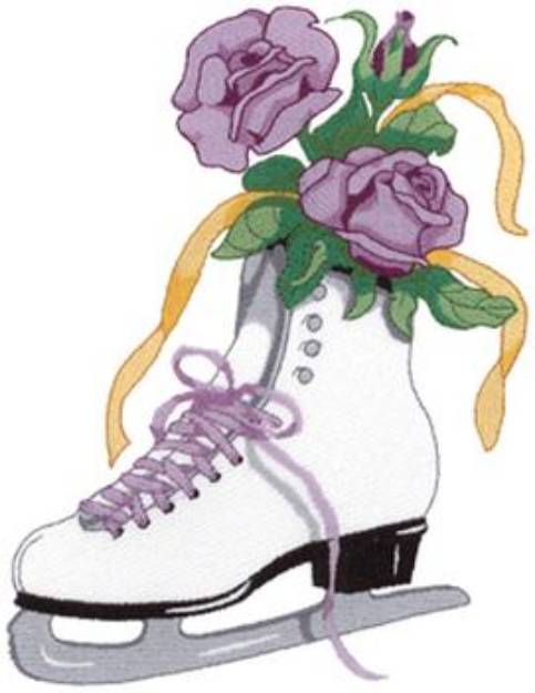 Picture of Ice Skate & Roses Machine Embroidery Design
