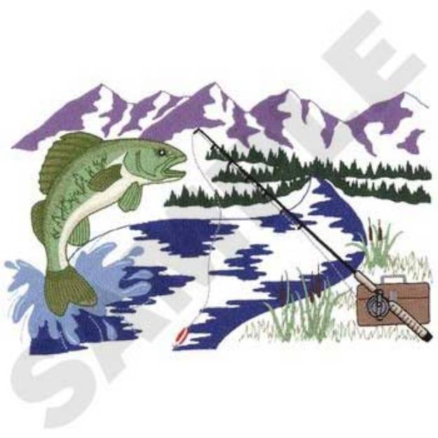 Picture of Fishing Scene Machine Embroidery Design