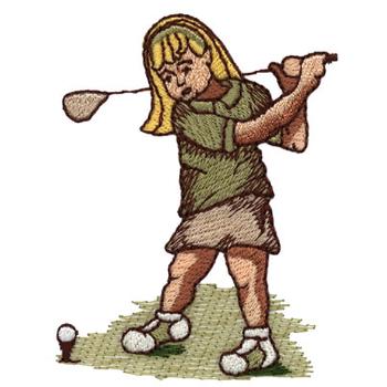 Golfer Girl Machine Embroidery Design