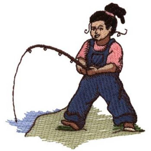 Picture of Fishing Girl Machine Embroidery Design