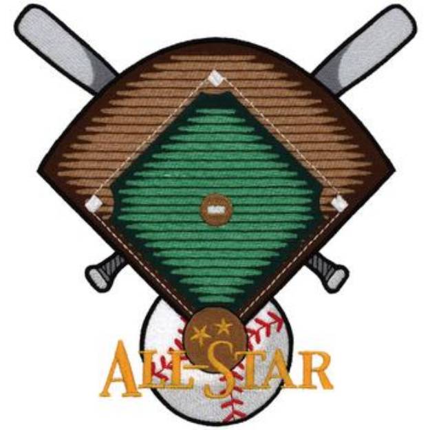 Picture of All Star Baseball Machine Embroidery Design