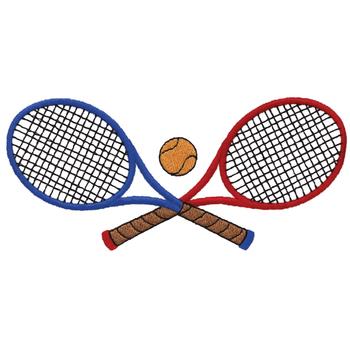 Crossed Tennis Racquets Machine Embroidery Design