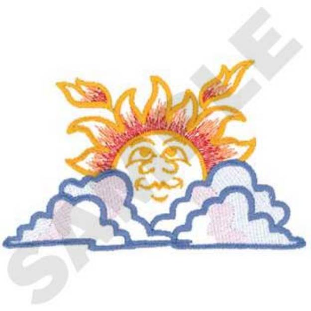Picture of Sun And Clouds Machine Embroidery Design