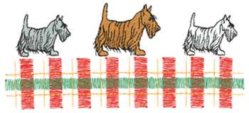 Scotties With Plaid Machine Embroidery Design