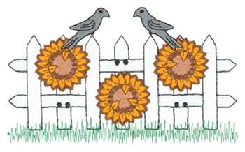 Sunflower Fence Machine Embroidery Design