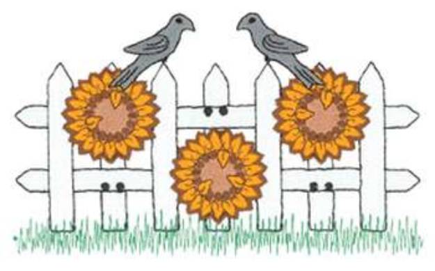 Picture of Sunflower Fence Machine Embroidery Design