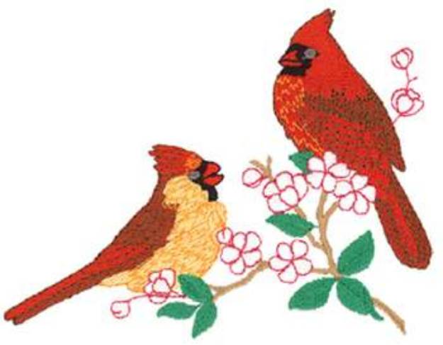 Picture of Two Cardinals Machine Embroidery Design