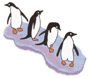 Penguins On Ice Machine Embroidery Design