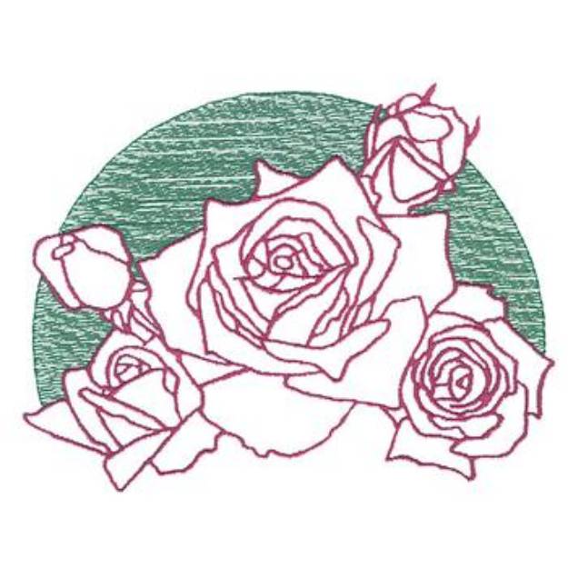 Picture of Large Rose Scene Machine Embroidery Design