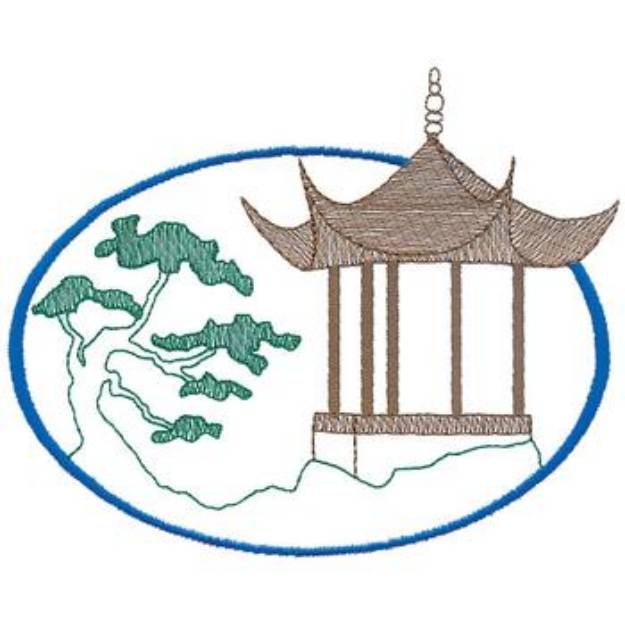 Picture of Large Pagoda Machine Embroidery Design
