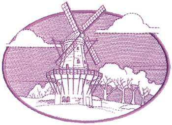 Large Windmill Scene Machine Embroidery Design