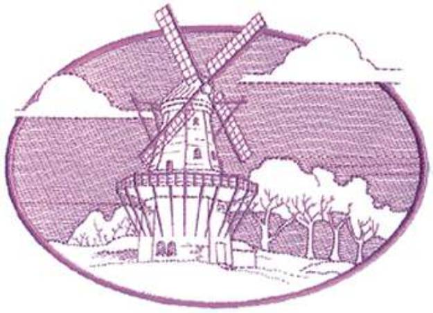 Picture of Large Windmill Scene Machine Embroidery Design
