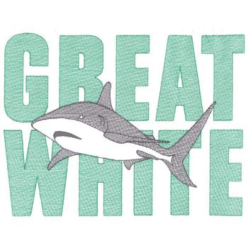 Large Great White Machine Embroidery Design