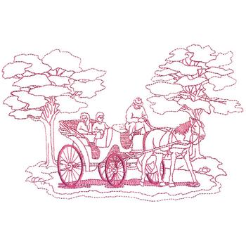 Large Horse & Carriage Machine Embroidery Design