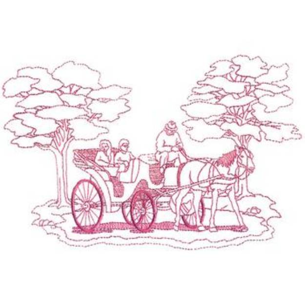 Picture of Large Horse & Carriage Machine Embroidery Design