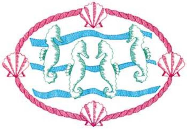 Picture of Large Sea Horses Machine Embroidery Design