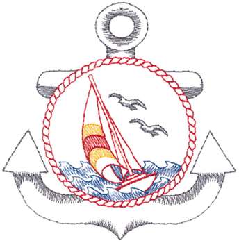 Large Sailing And Anchor Machine Embroidery Design