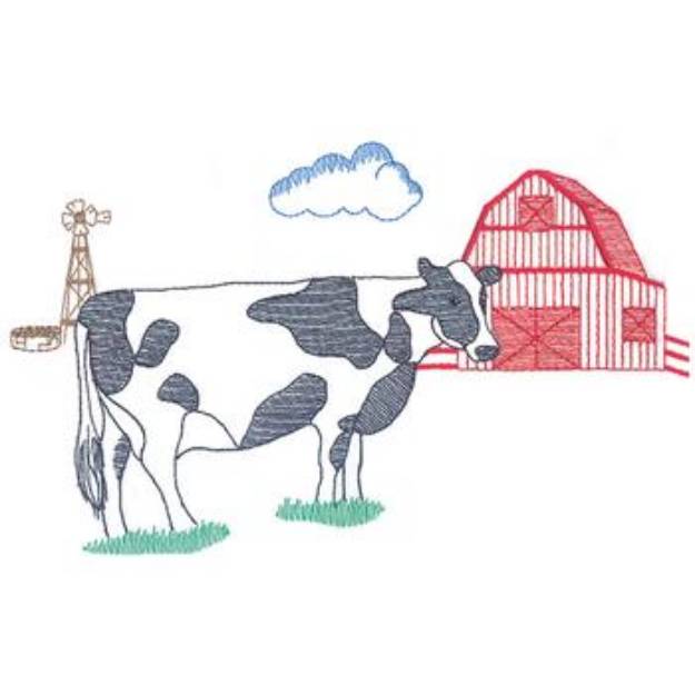 Picture of Large Holstein Scene Machine Embroidery Design
