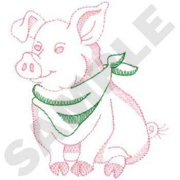 Picture of Large Pig With Bib Machine Embroidery Design