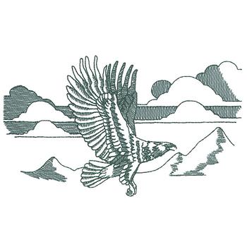 Large Eagle Scene Machine Embroidery Design